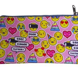 Play King E-Mochi Zip Travel Case Sweet Pea Pink Emoji Zip Pencil Case w/ Strap